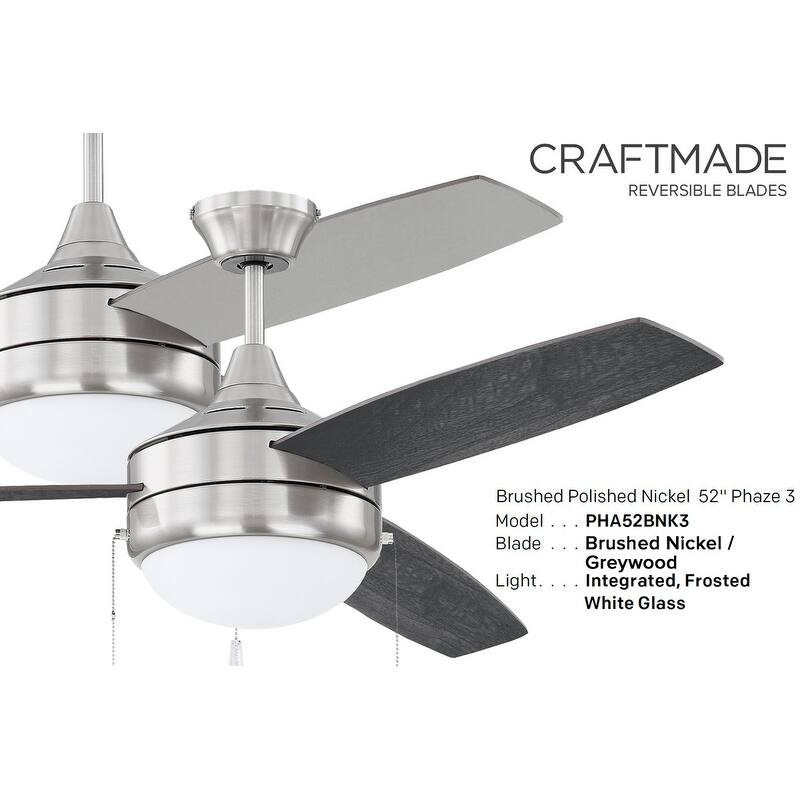 Craftmade Phaze 3 52" 3 Blade LED Ceiling Fan