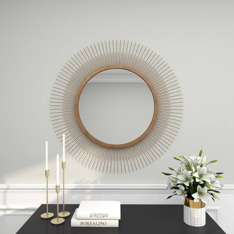 Gold Metal Starburst Room Wall Mirror