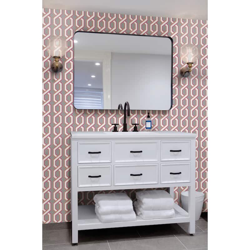 Brewster Twist Pink Geometric Wallpaper - 20.5in x 396in x 0.025in