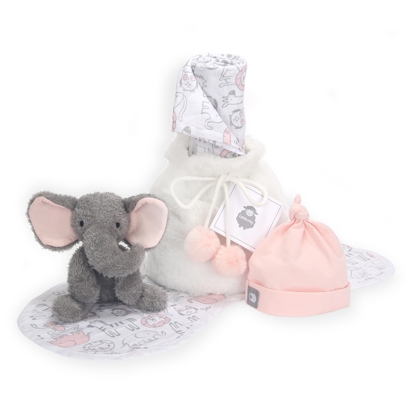Lambs & Ivy 5 Piece Pink/Gray Baby Gift Bag for Infant/Newborn Baby Shower Gift. Opens flyout.