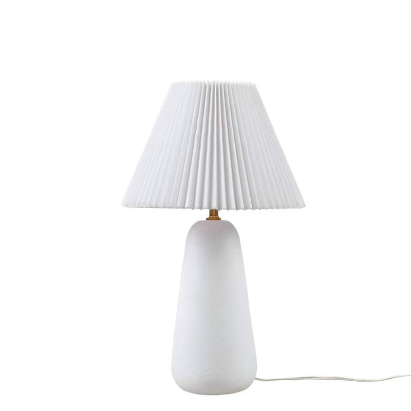 Textured Ceramic Table Lamp with Fluted Fabric Shade White See below