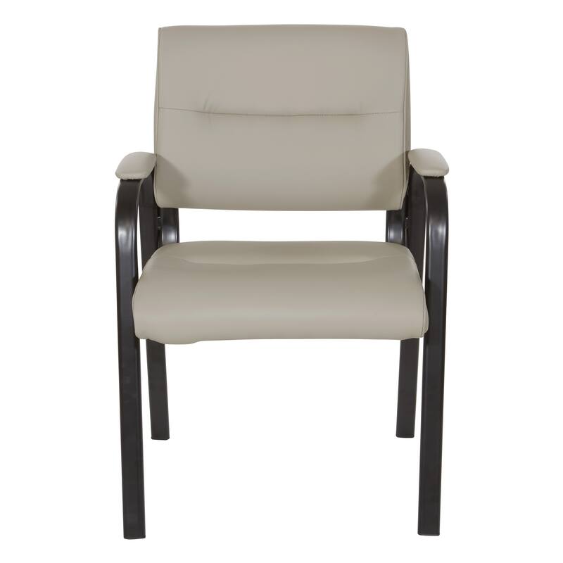 Guest Chair in Faux Leather and Black Finish Frame