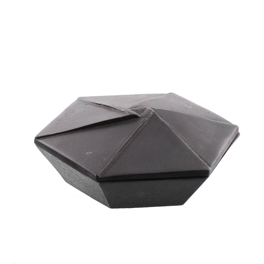 Metal Hexagonal Shaped Box with Lid, Small, Dark Bronze