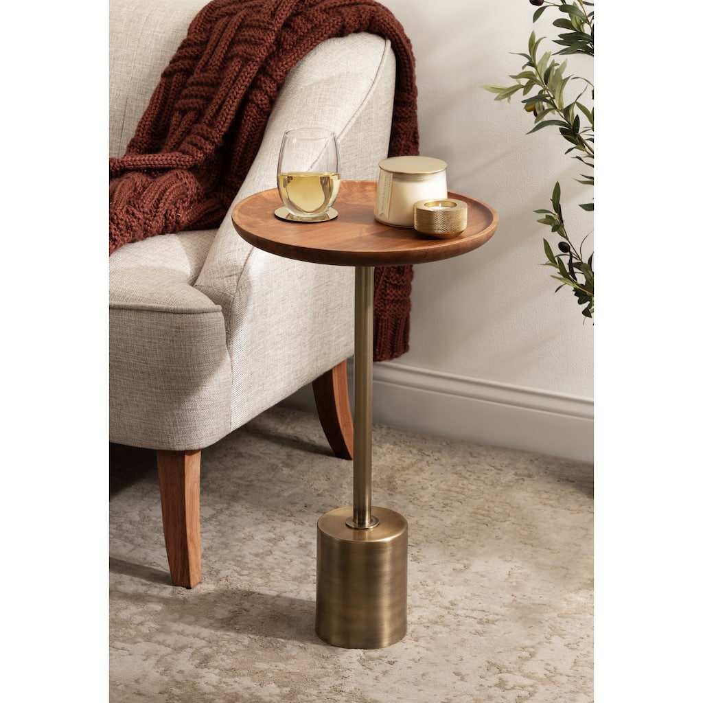 Kate and Laurel Xyler Wood and Metal Side Table