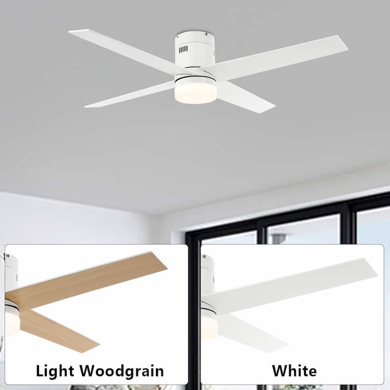 WINGBO 52 inch Indoor Hugger Ceiling Fan with LED Light & Remote...