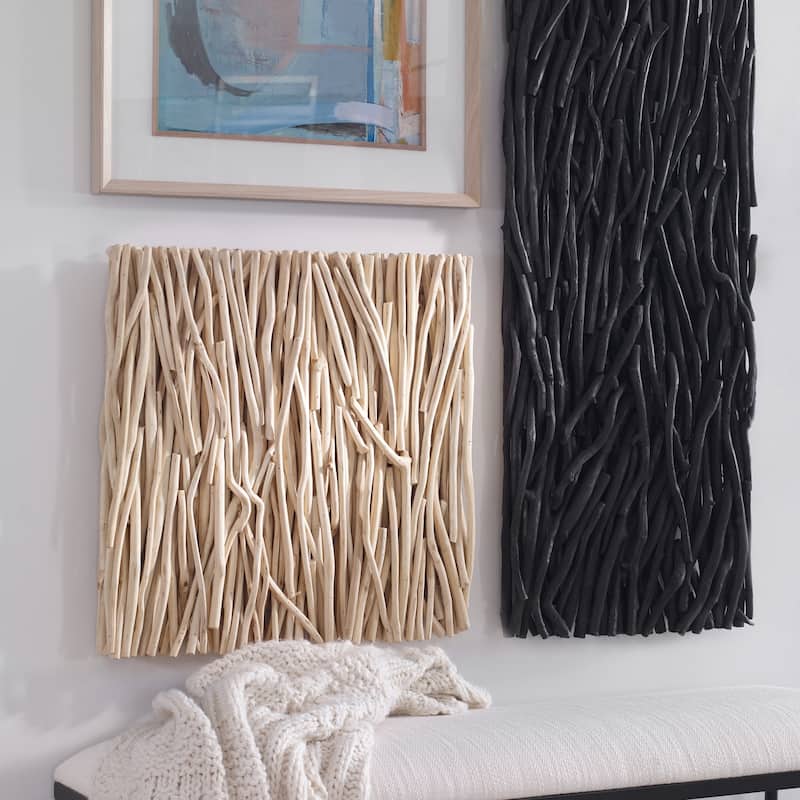 Bleached Teak Square Wall Decor - 24" - Beige