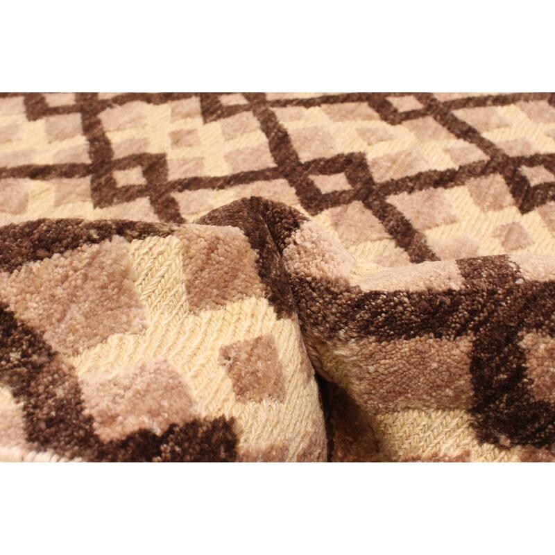 ECARPETGALLERY Hand-knotted Peshawar Ziegler Cream, Dark Brown Wool Rug - 8'11 x 12'3