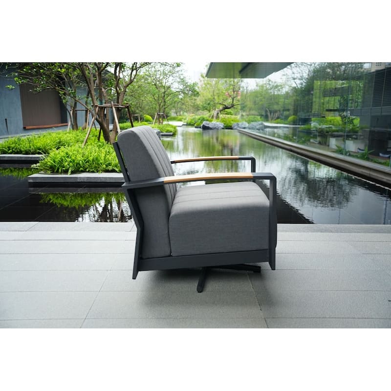 Outdoor Indoor Aluminum Patio Sofa with Coffee Table Collection ,Grey(You can choose one set or a single piece)