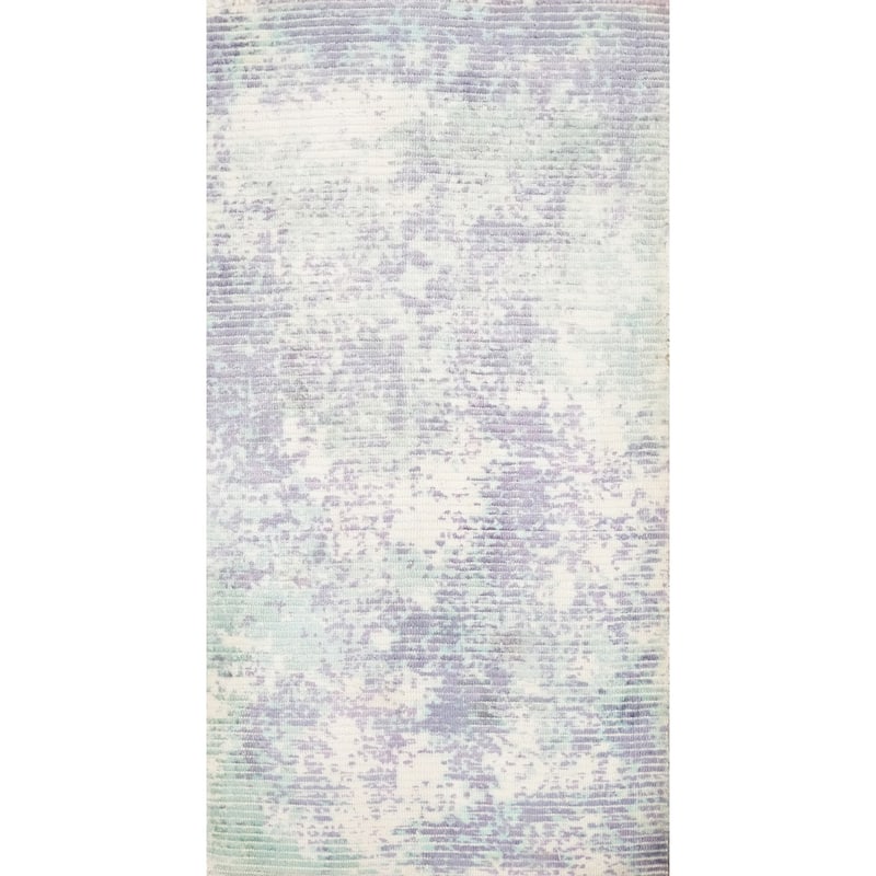 Hand Knotted Oriental Viscose Silk Carpet Modern All-Over Purples Abstract Area Rug - 4' 0'' X 2' 0''