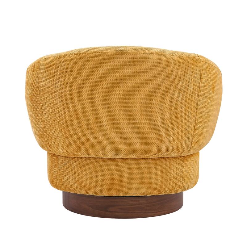 Set of 2 Chenille Upholstered Swivel Barrel Accent Chair with Solid Wood Base for Living Room