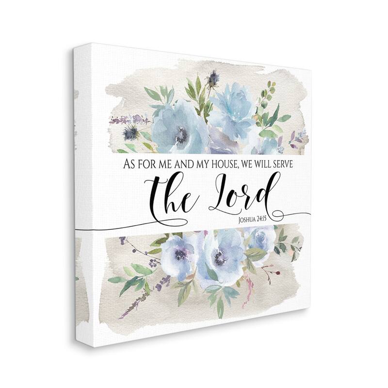 Stupell Will Serve the Lord Joshua 24:15 Blue Florals Canvas Wall Art - Multi-Color