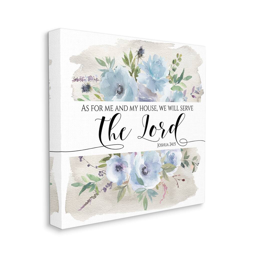 Stupell Will Serve the Lord Joshua 24:15 Blue Florals Canvas Wall Art - Multi-Color