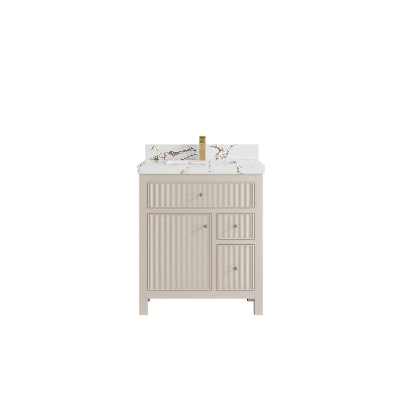 Willow Collections 30 in W x 22 in D Sonoma Free Standing Reeded Single Sink Bathroom Vanity with Countertop