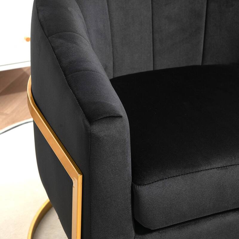 Modern Velvet Gold Accent Armchair