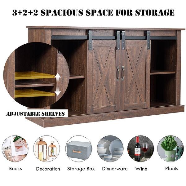 Shop Costway Tv Stand Sliding Barn Door Media Center Console