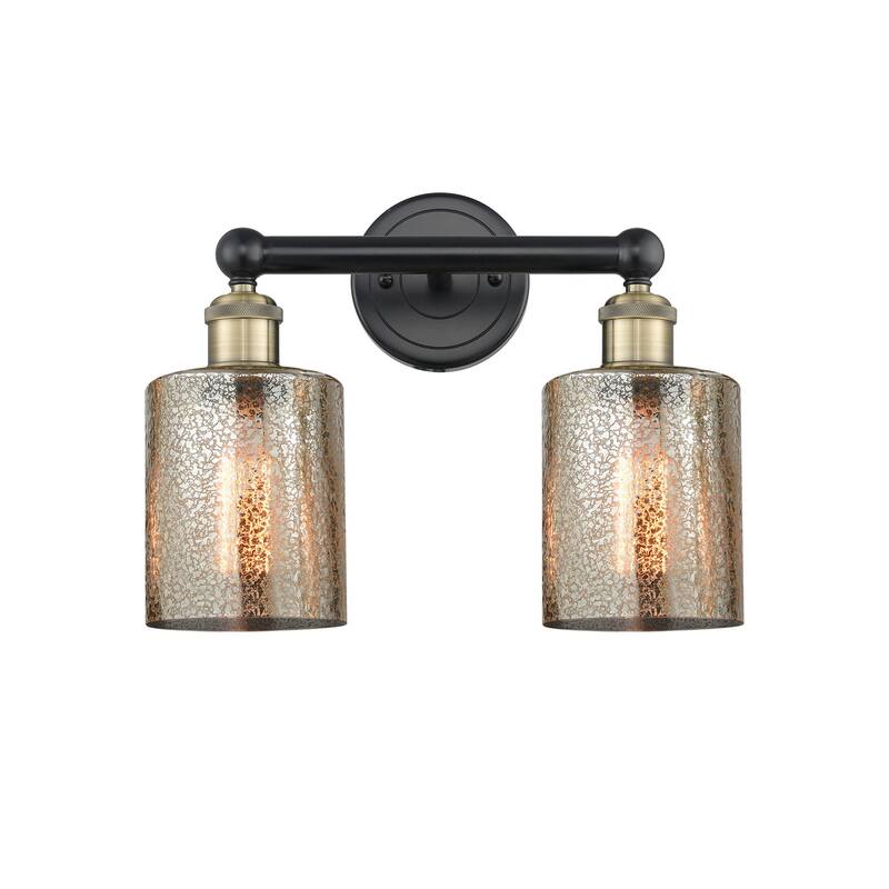 Innovations Lighting 616-2W-12-14 Cobbleskill Vanity Cobbleskill 2 - Black Antique Brass / Mercury