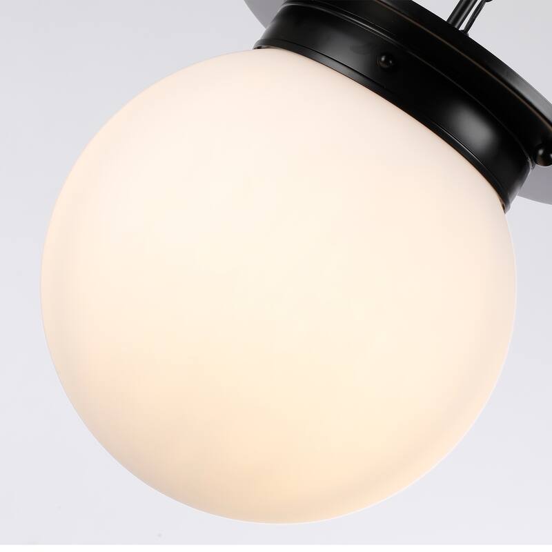 1-Light Novelty Chain Design Black Pendant Lamp with Opal Glass Shade