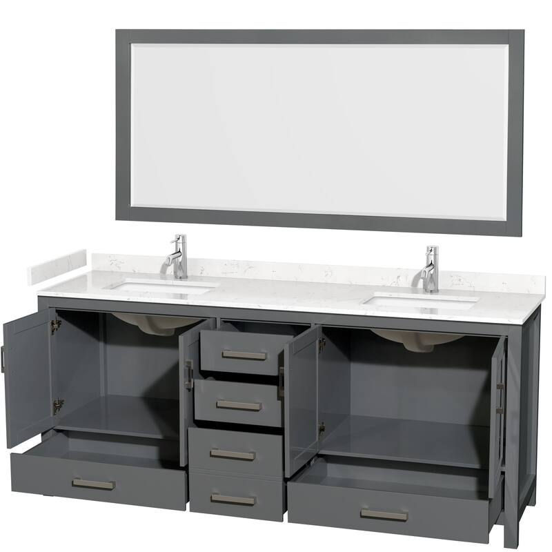 Wyndham Collection Sheffield 80" Double Bathroom Vanity, Carrara