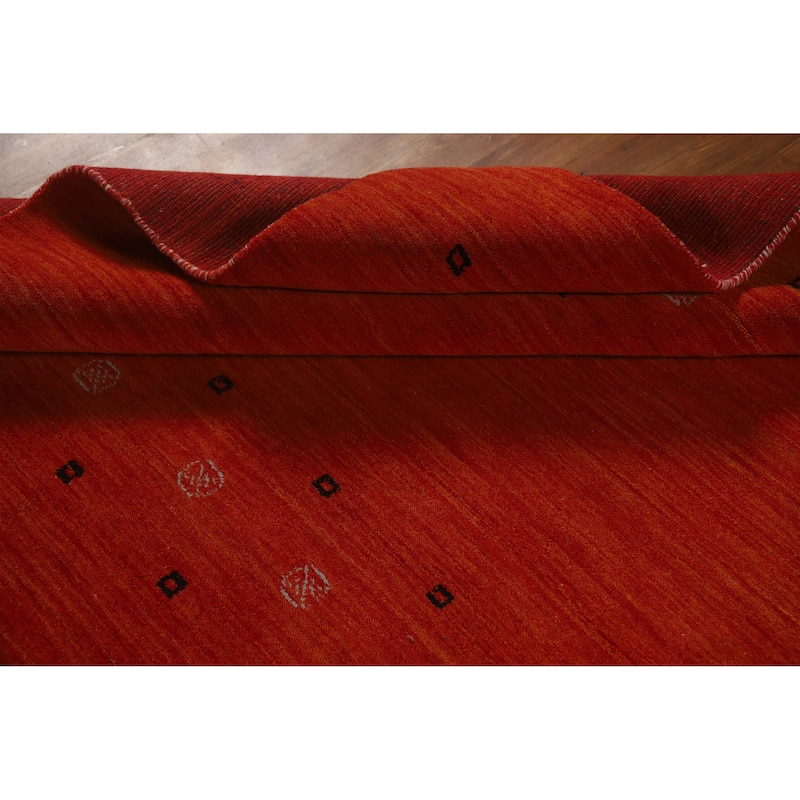 Orange Gabbeh Indian Area Rug Handmade Tribal Wool Carpet - 4'11" x 7'10"