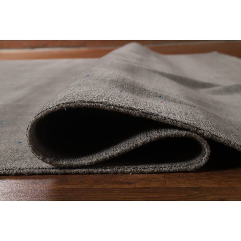 Hand Knotted Oriental 100% Wool Carpet Tribal Solid Greys & Charcoal Gabbeh Area Rug - 12' 5'' X 9' 3''