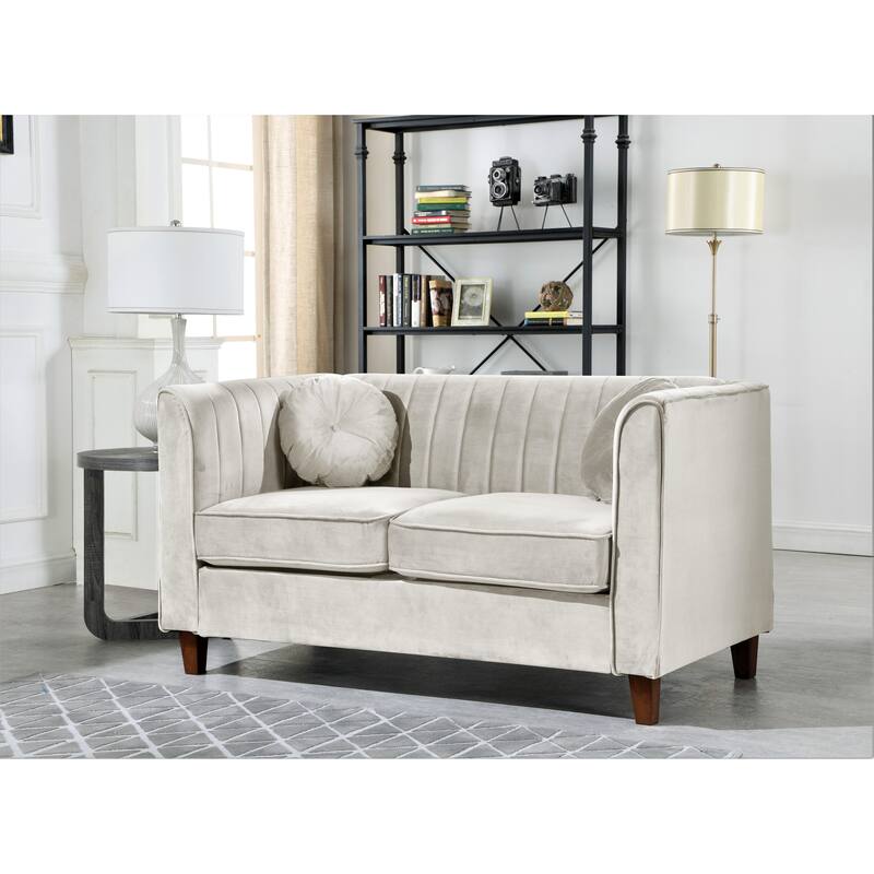 Boton Chesterfield Loveseat - Beige