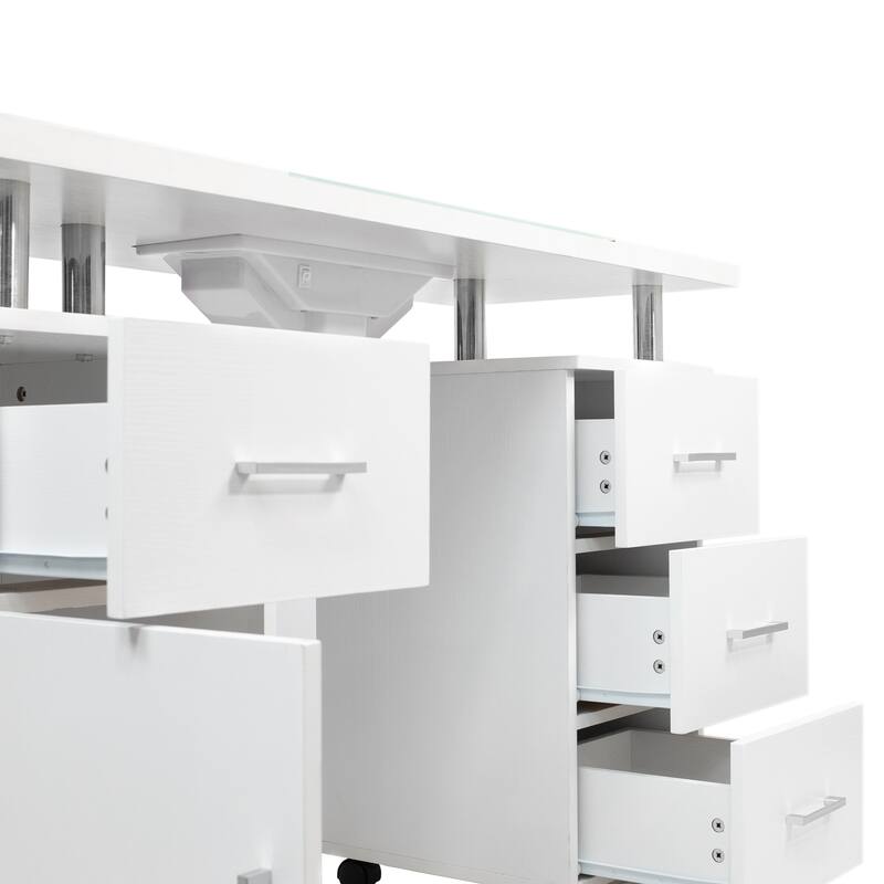 Manicure Table GLASGLOW WHITE Salon Nail Table Salon Furniture - N/A