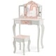 preview thumbnail 2 of 8, Costway Kid Vanity Set Wooden Makeup Table Stool Tri-Folding Mirror - See Details
