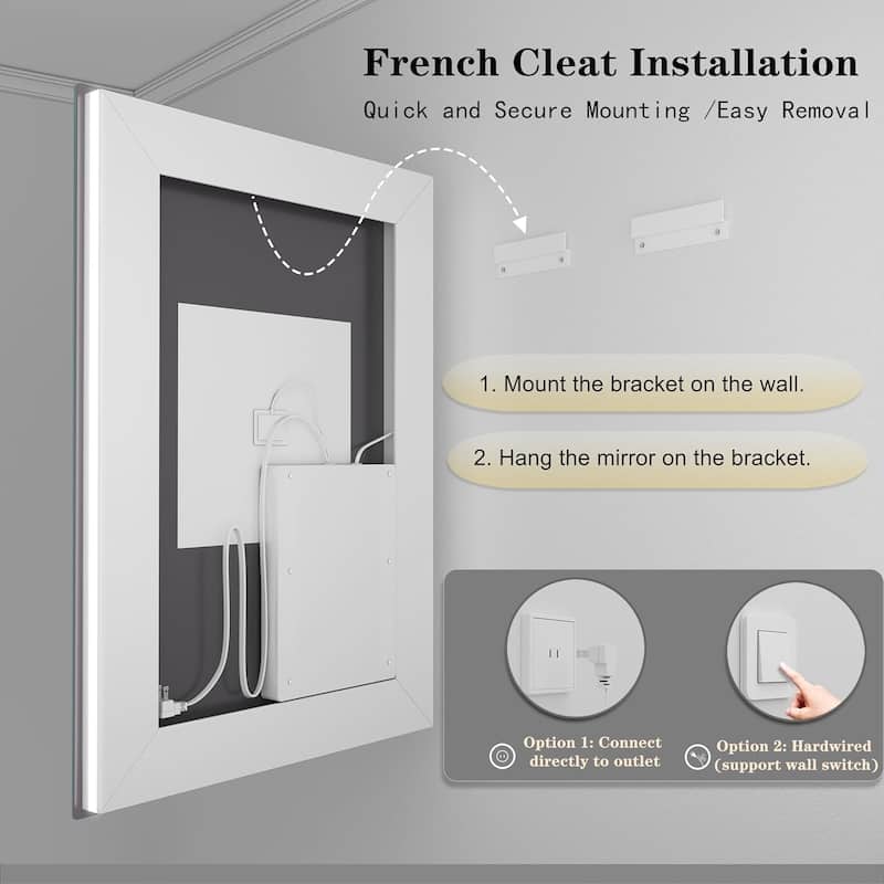 Full Size Front & Back LED Lighted Anti-fog Tempered Glass Wall Bathroom Vanity Mirror