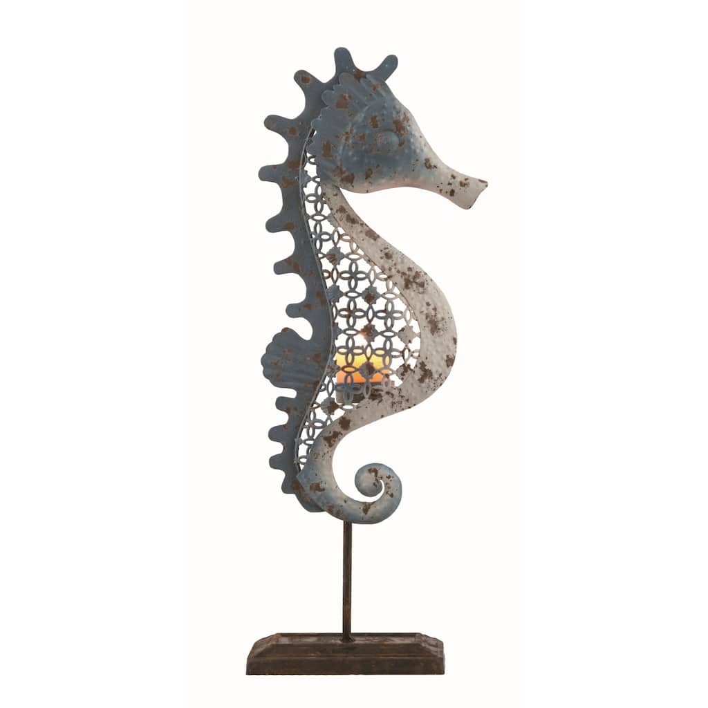Transpac Metal 17 in. Multicolor Spring Sea Horse Tealight Holder