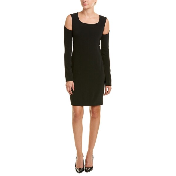 black cold shoulder shift dress