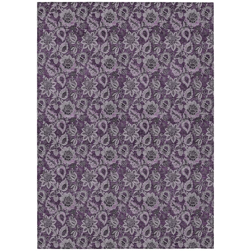 HomeRoots Floral Transitional Rectangle Outdoor Rug