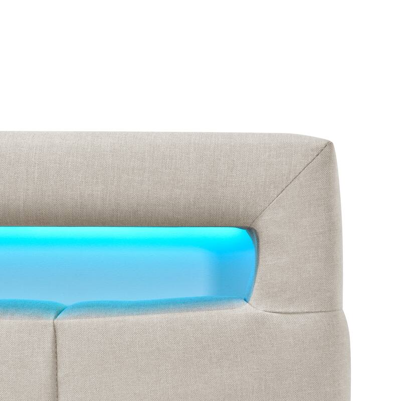 Upholstered Platform Bed with LED Frame