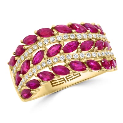 EFFY 14K Gold Diamond Natural Ruby Ring