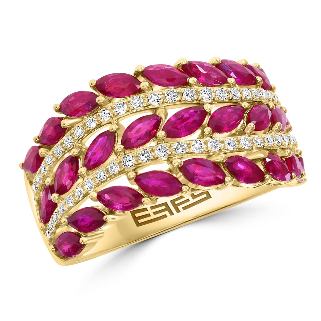 EFFY 14K Gold Diamond Natural Ruby Ring