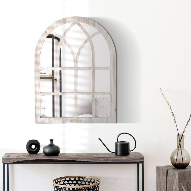 HOMCOM 41" x 31.5" Rustic Wall Mirror, Arch Window Mirror for Wall in Living Room, Bedroom - 41" x 31.5" x 1.5"