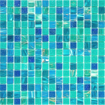 Apollo tile 12" x 12" Mingles Glossy Blue Green Glass Tile (20 sq ft/case) - 20 Pack
