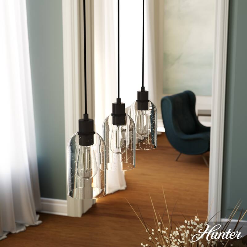 Hunter Lochemeade 3-Light Linear Cluster Pendant - Kitchen Island, Dining Room - Modern Farmhouse, Contemporary, Industrial - Noble Bronze