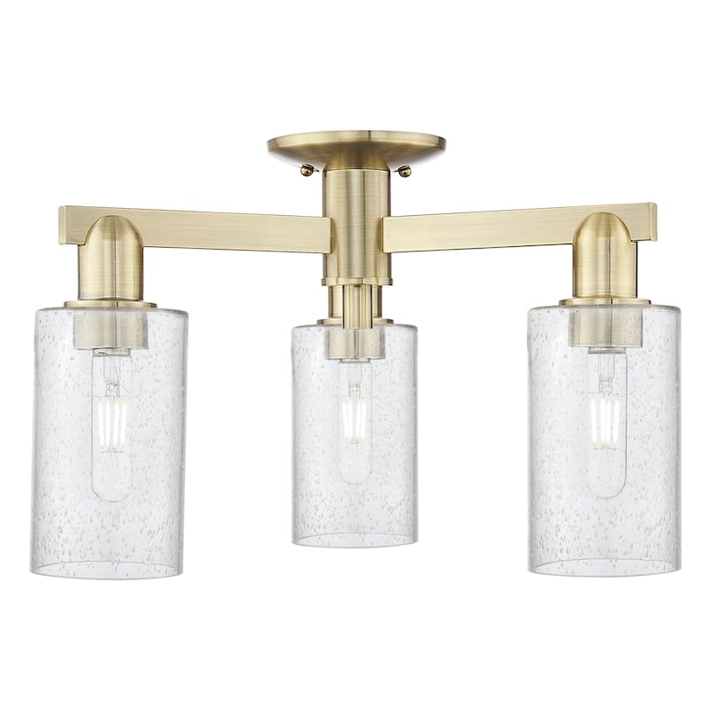 Innovations Lighting 716-3F-11-22 Clymer Semi-Flush Clymer 3 Light 22" - Antique Brass / Seedy