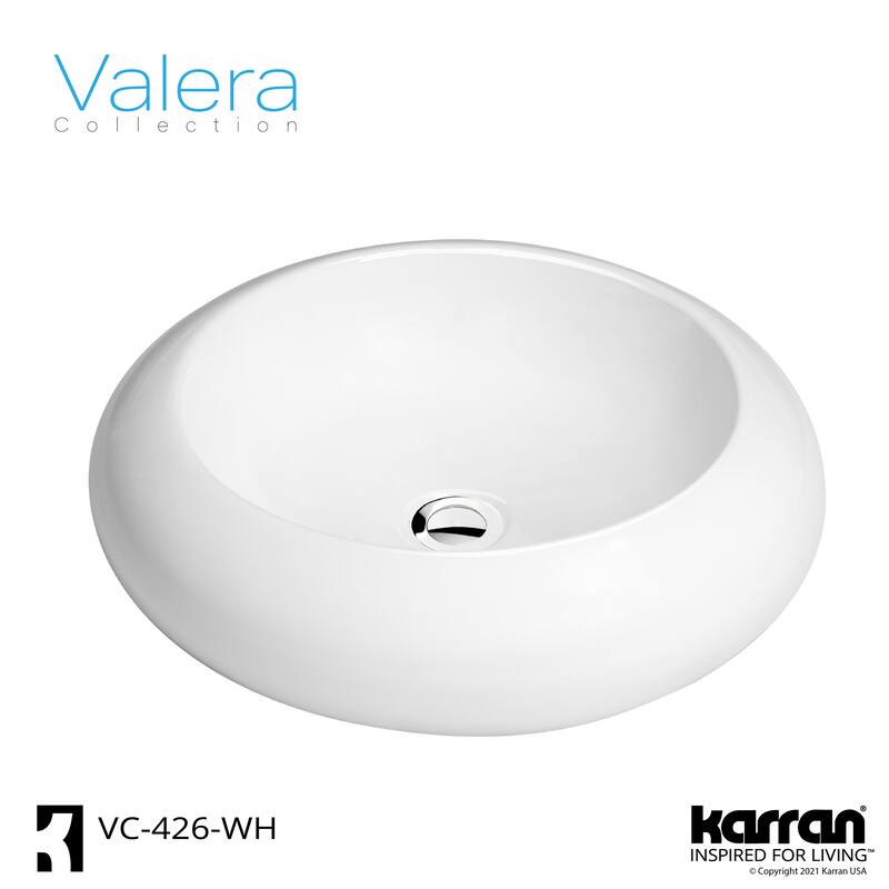 Karran Valera 20" Vitreous China Vessel Bathroom Sink in White