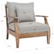 SAFAVIEH Couture Freida Wood Patio Arm Chair - 31.4" W x 35.6" L x 32.6" H - 31"W x 36"D x 33"H