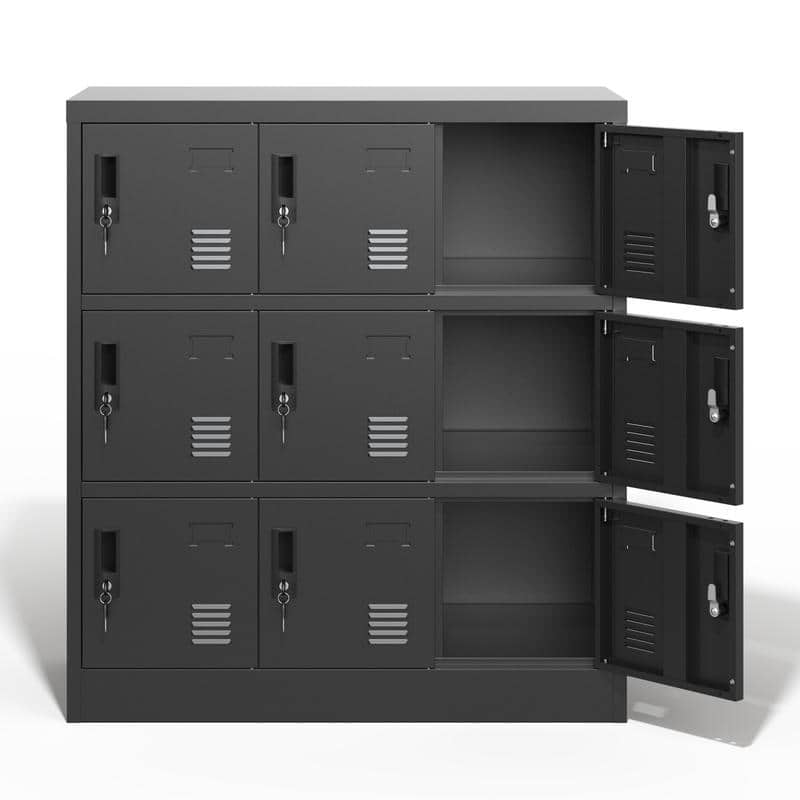 9-Door Metal Employee Storage Locker with Card Slot for Office,Gym,School