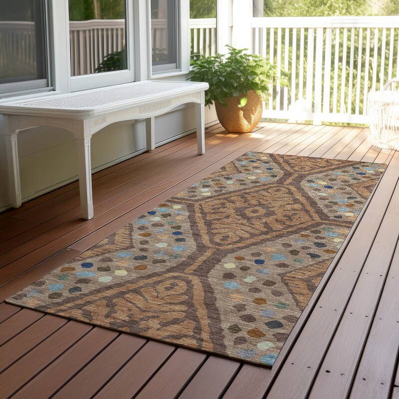 Machine Washable Indoor/ Outdoor Global Nipsey Chantille Rug - Copper - 2'3" x 7'6"