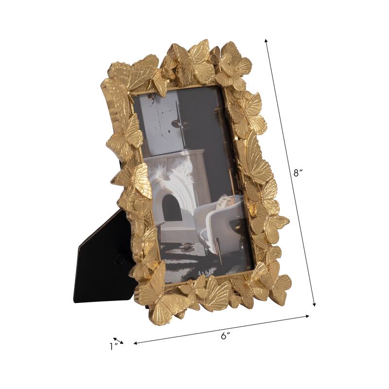 Resin Butterflies Decorative Photo Frame - Gold, 4x6 in.