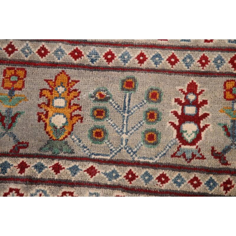 Large Geometric Kazak Oriental Area Rug Hand-Knotted Wool Carpet - 10'3"x 13'7"