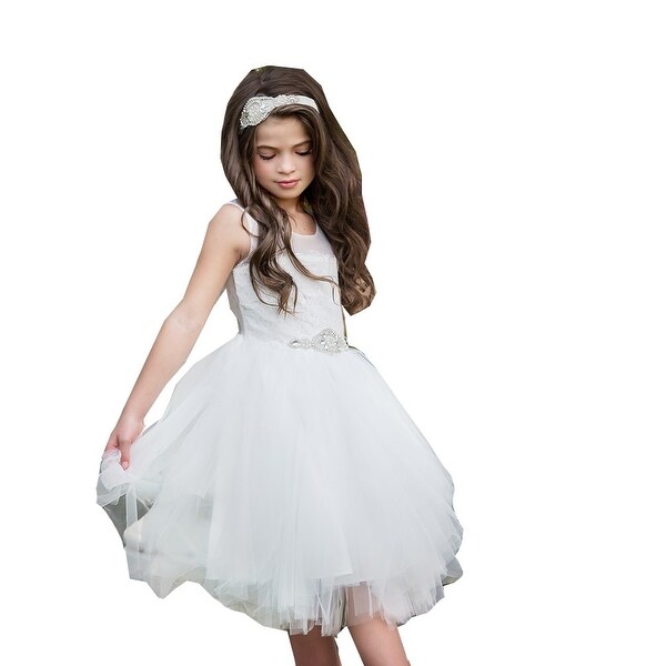 Shop Think Pink Bows Baby Girls Off White Lace Fairy Tale Flower Girl Dress 1y Overstock 18163925