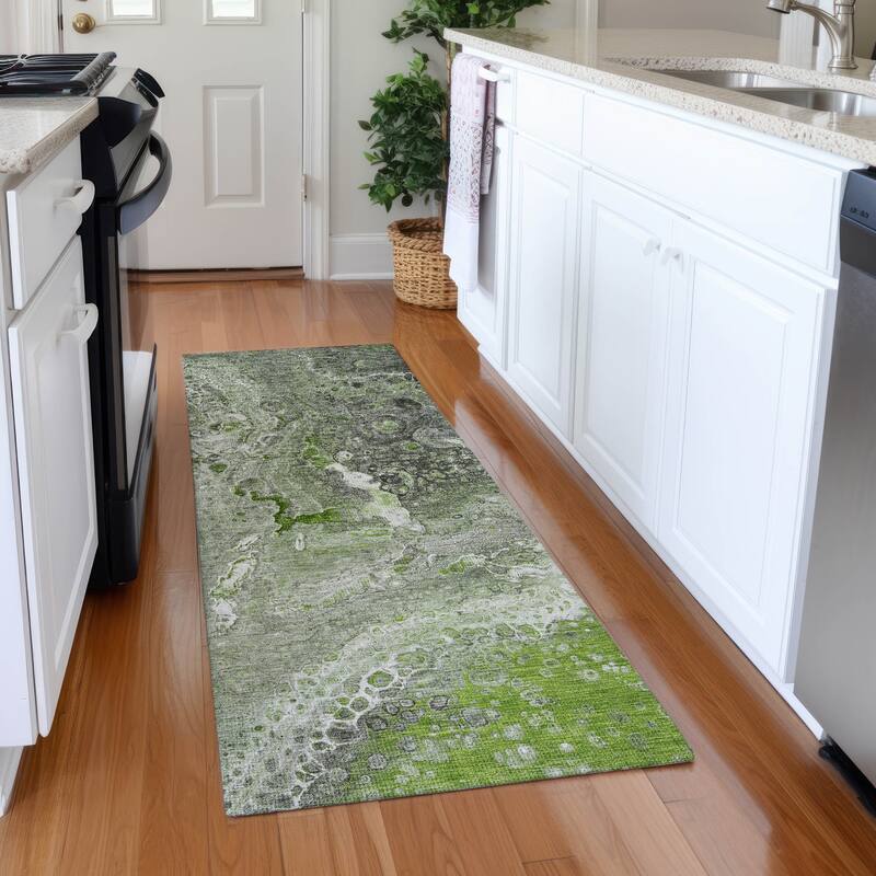 Machine Washable Indoor/ Outdoor Chantille Modern Abstract Rug - Aloe - 2'3" x 7'6"