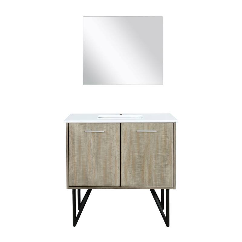 Lancy Rustic Acacia Bath Vanity, Cultured Marble Top and Mirror - 36 - Rustic Acacia