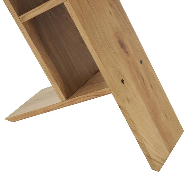 Wood Geometric Console Table with Rectangular Patterned Legs - Brown - Roche River Decor - 12"W x 48"L x 32"H