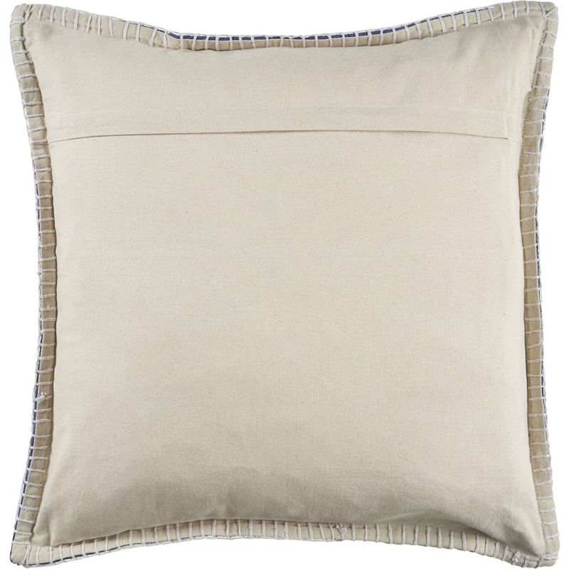 Set of Two Blue Cotton Throw Pillow