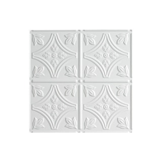 Fasade Traditional Style/Pattern 1 Decorative Vinyl 2ft x 2ft Lay In Ceiling Tile in Gloss White (5 Pack)